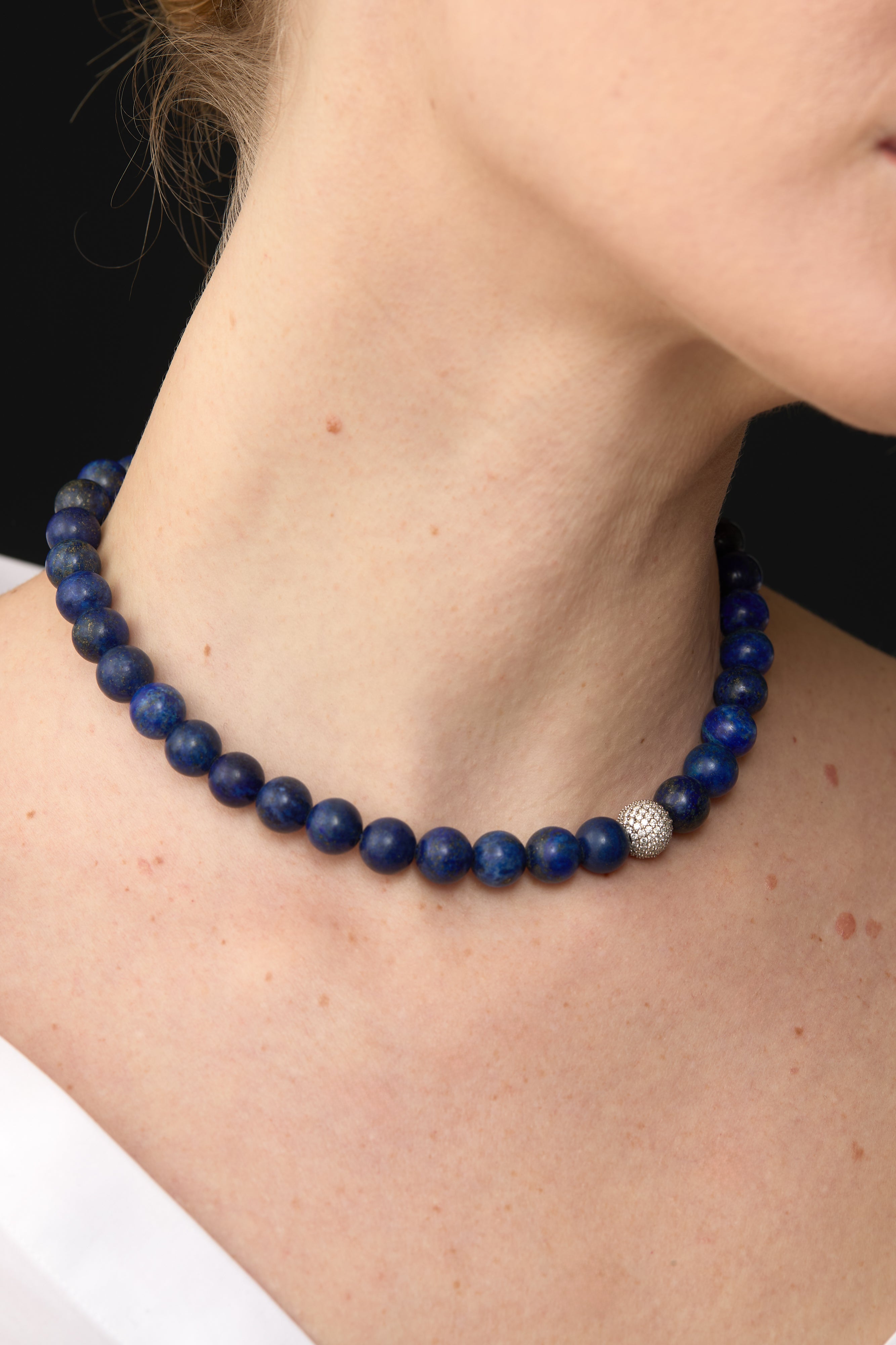 Lapis Lazuli Collar Necklace with Moissanite