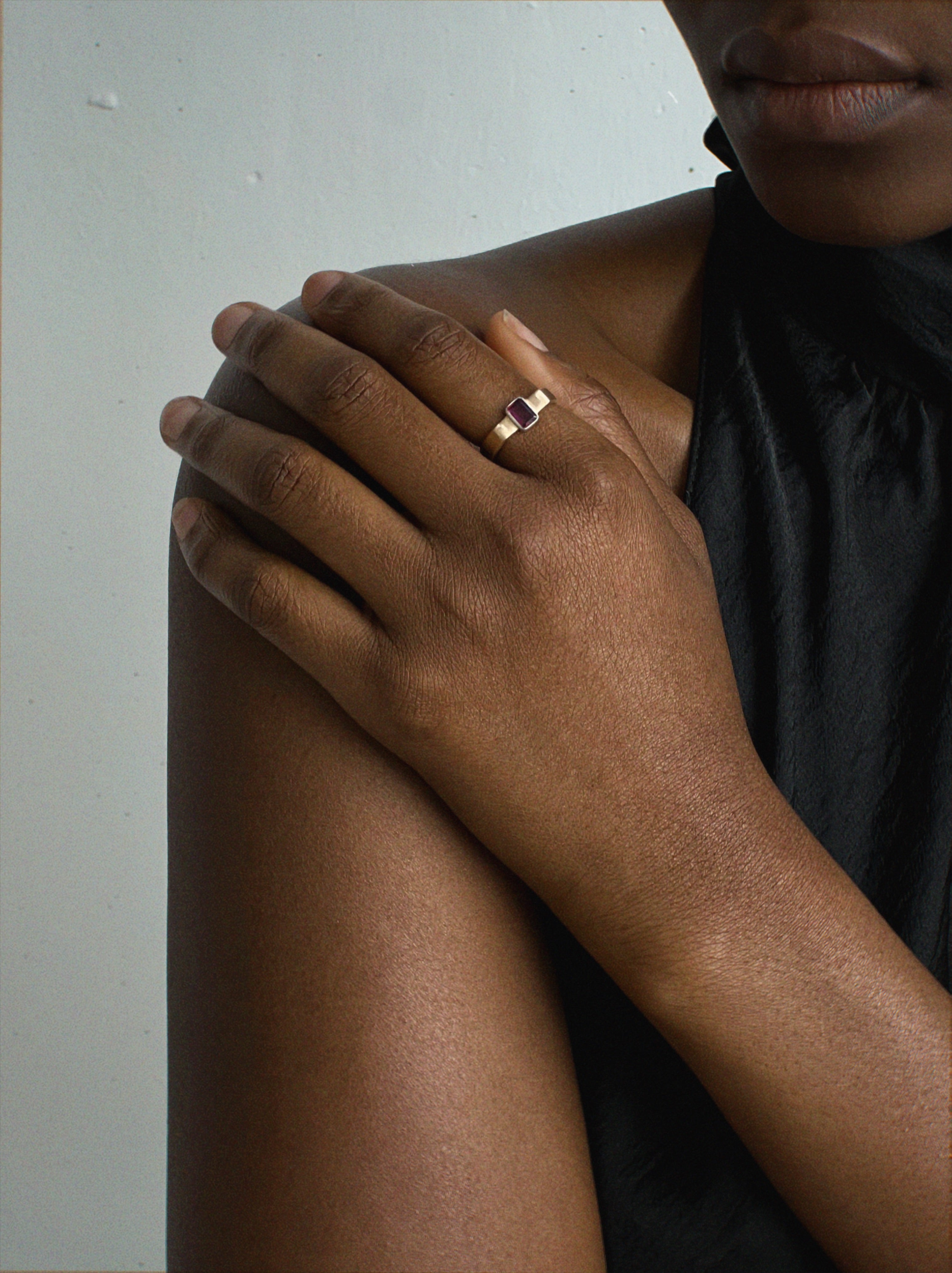 14k Gold Rhodolite Ring | Mixed Metal Handmade Jewelry London