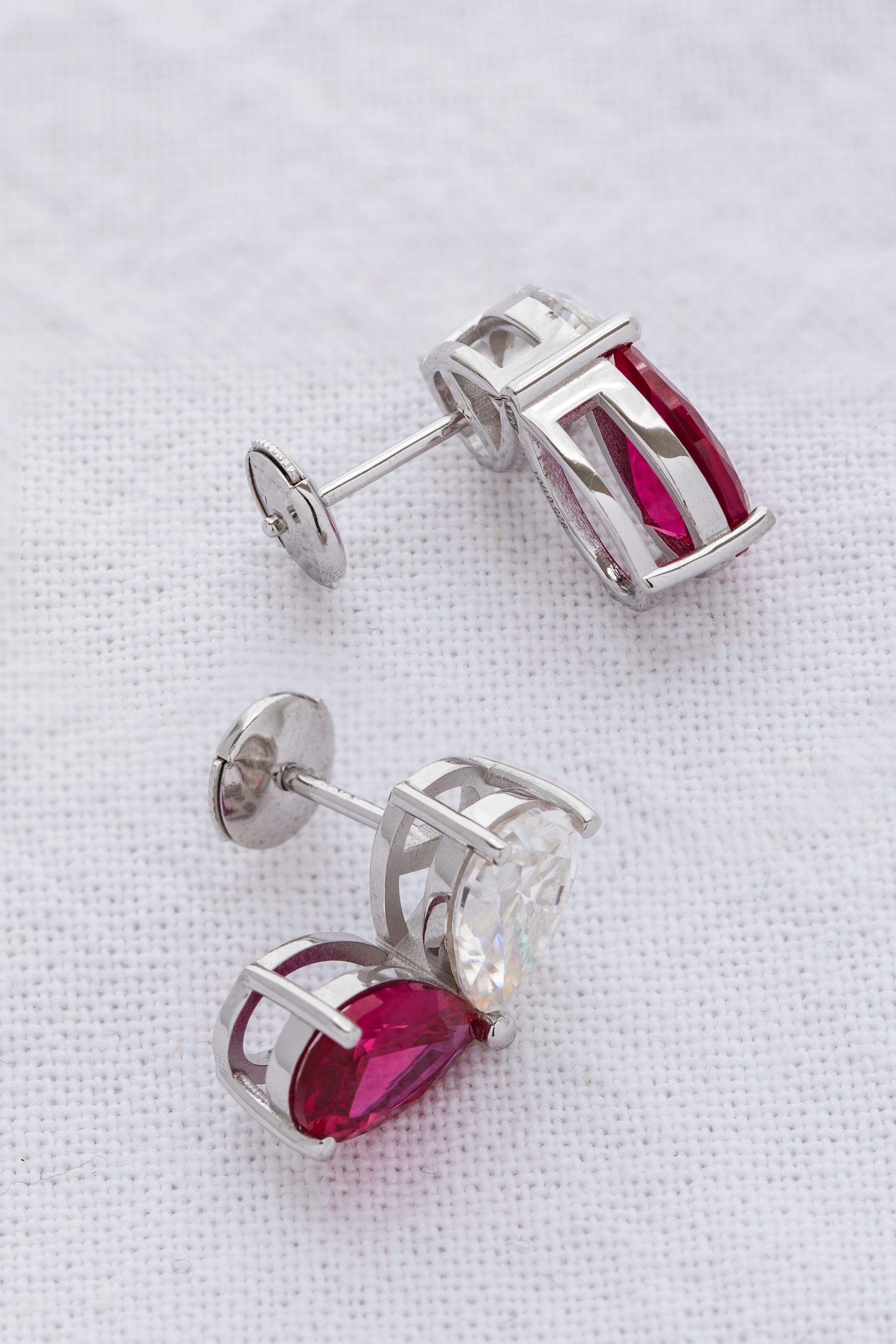 Moissanite & Ruby Deconstructed Butterfly Earrings