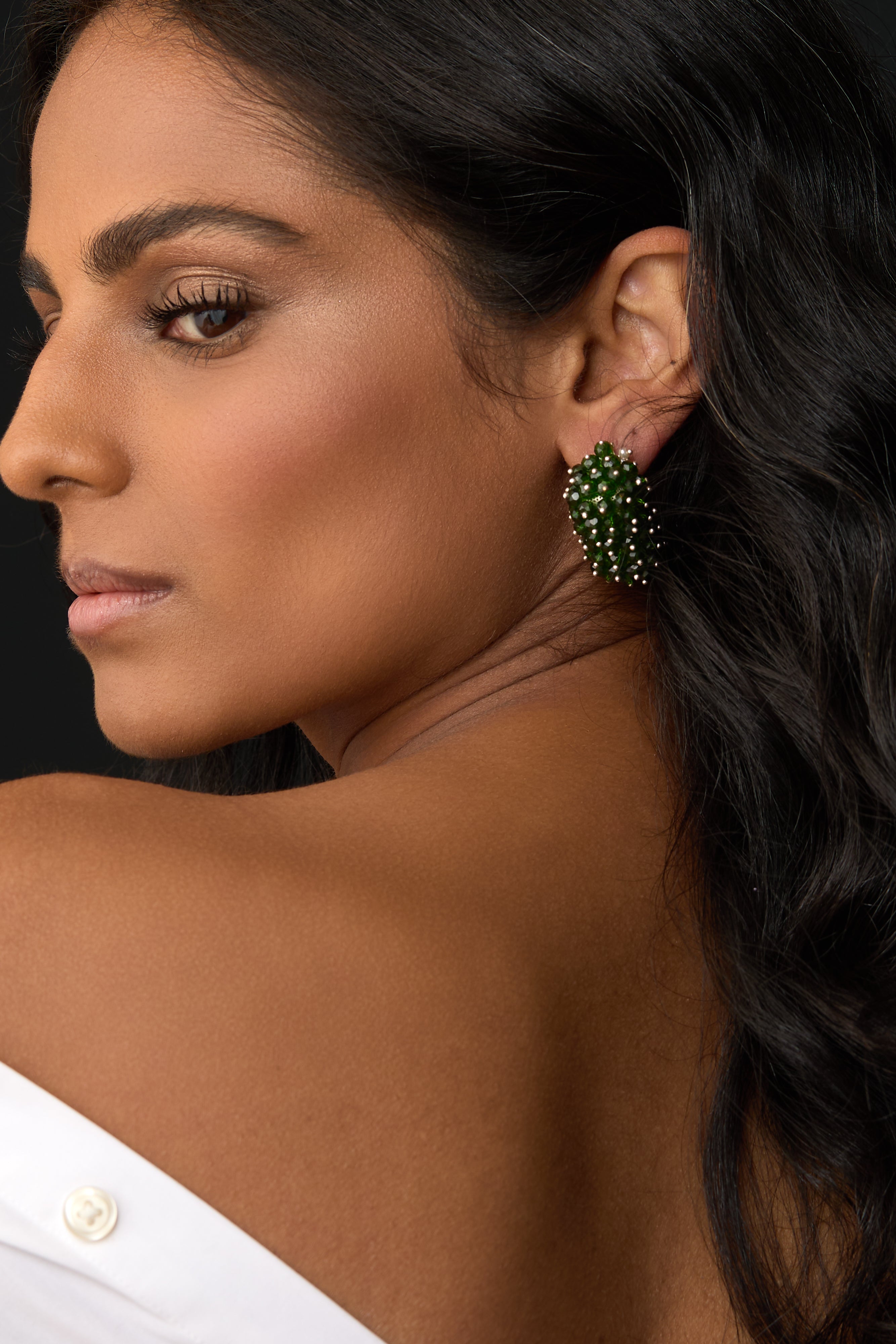 Tourmaline Sterling Silver Green Tourmaline Drop Earrings | Pearl Drops