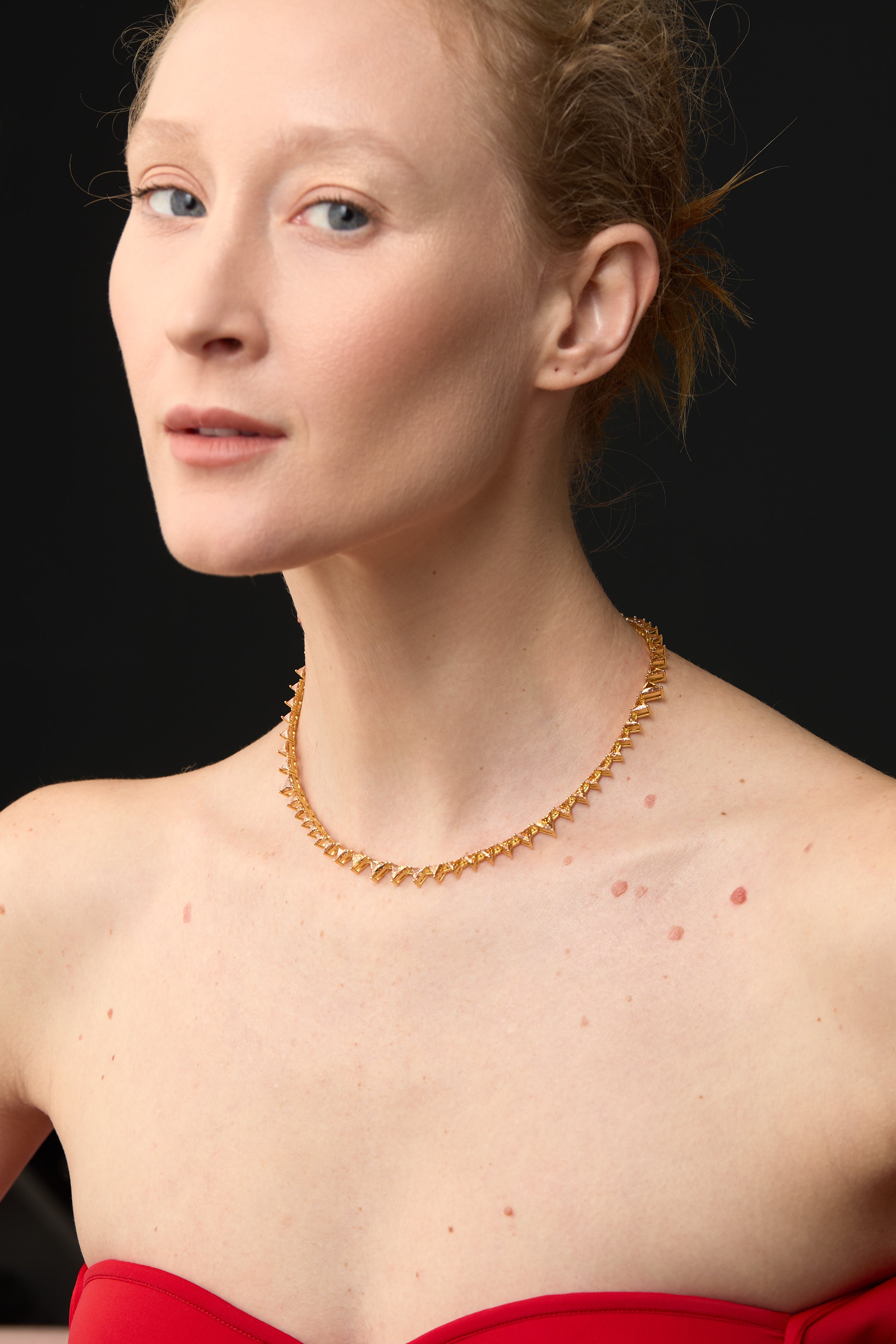 Solid Gold Moissanite Urchin Crest Collar Necklace | London