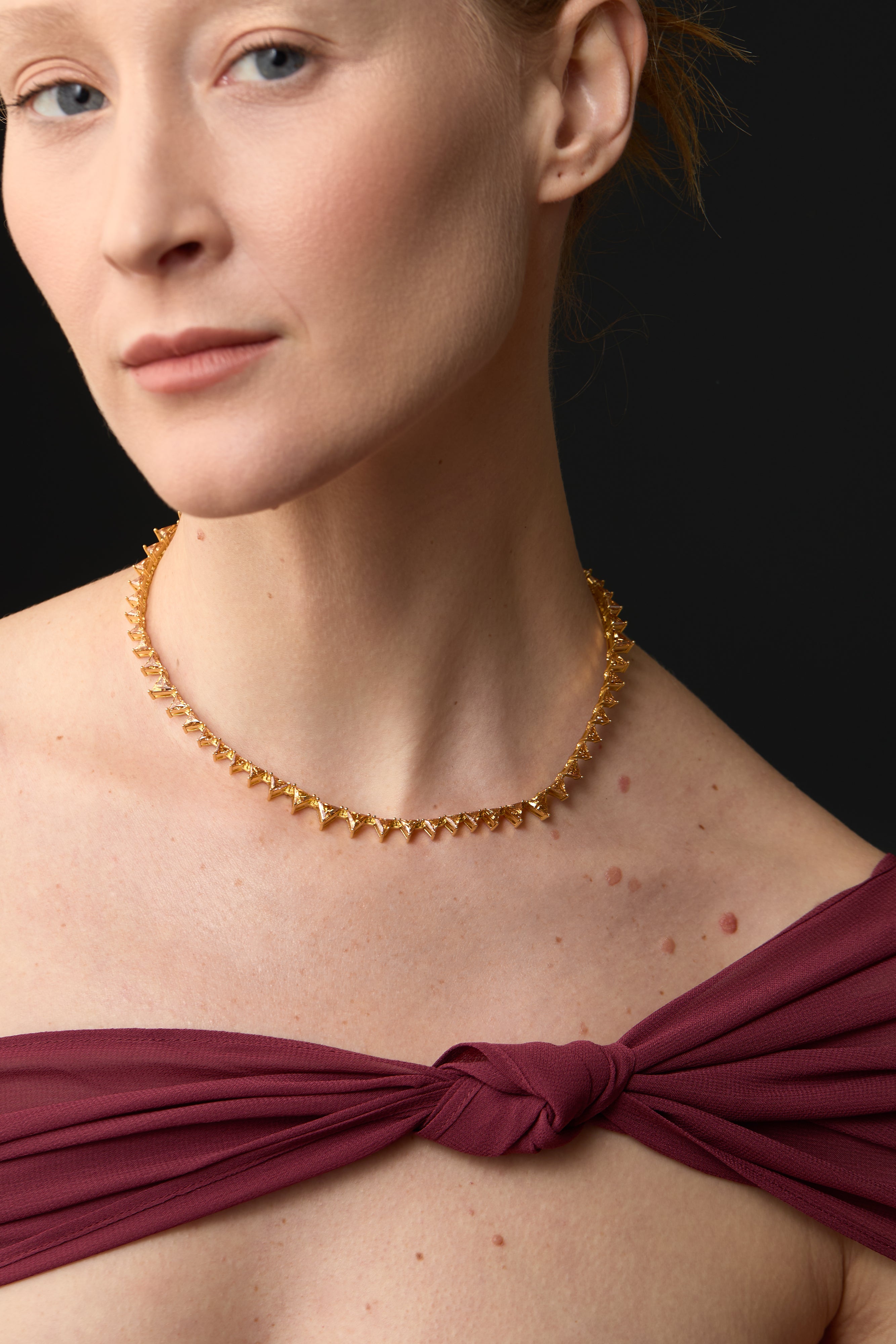 Solid Gold Moissanite Urchin Crest Collar Necklace | London