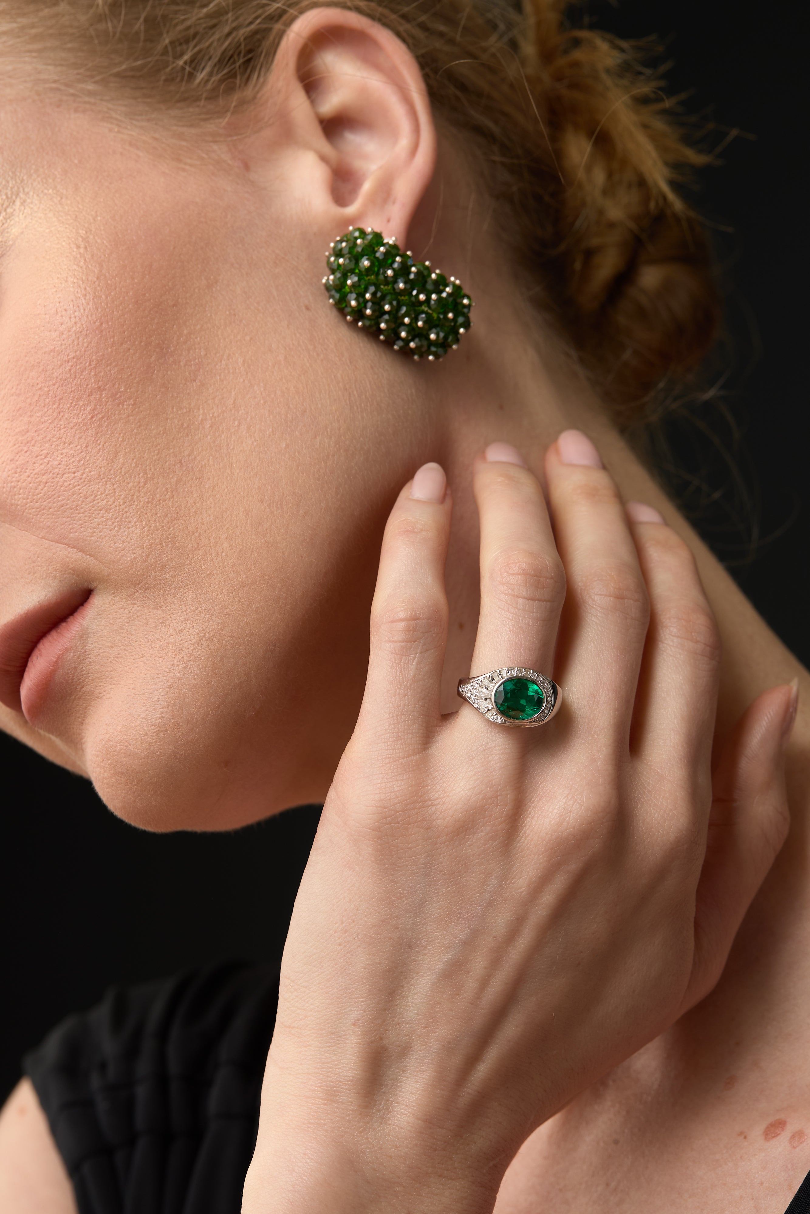 Tourmaline Sterling Silver Green Tourmaline Drop Earrings | Pearl Drops