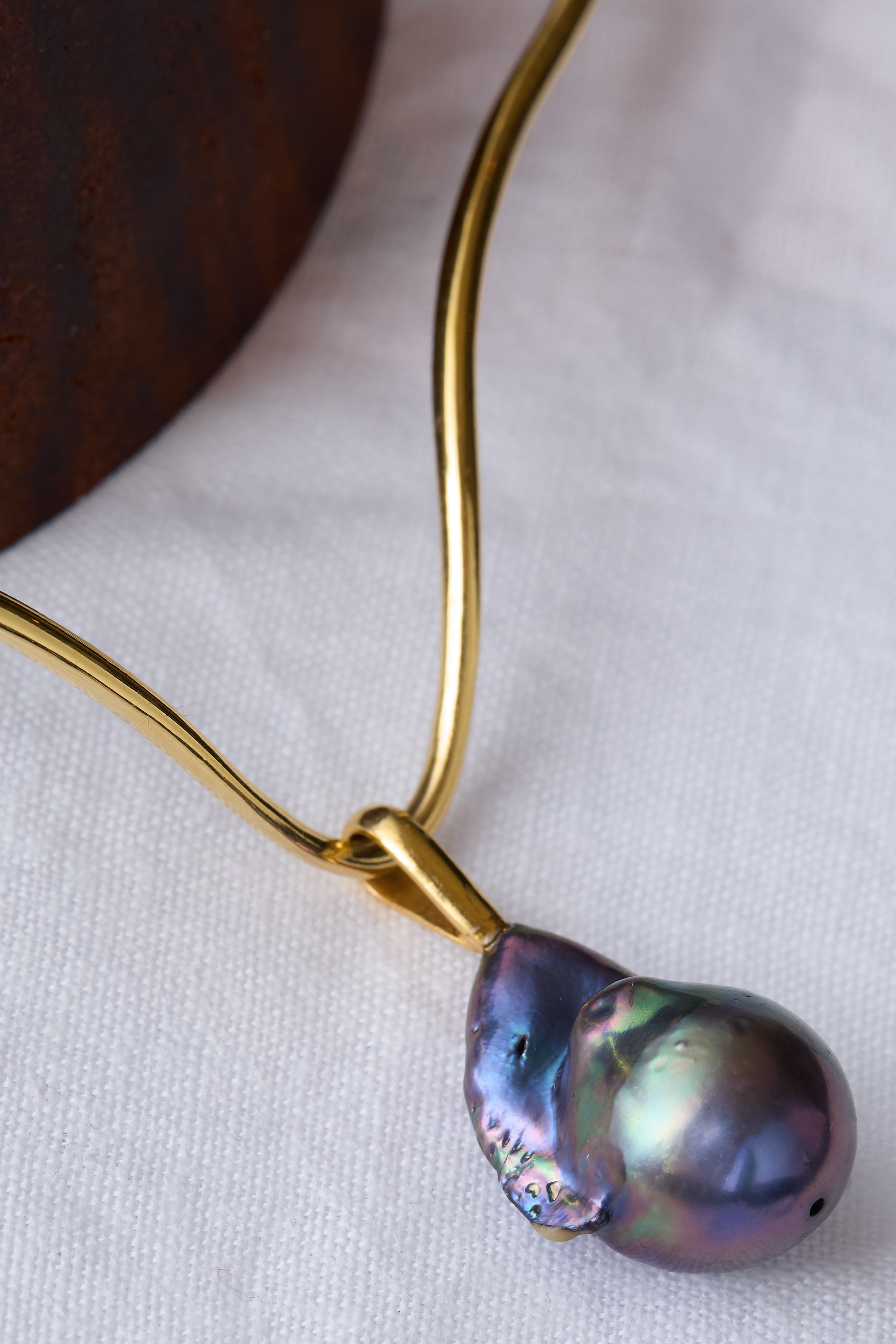 9ct Gold Baroque Pearl Pendant | Handmade in London