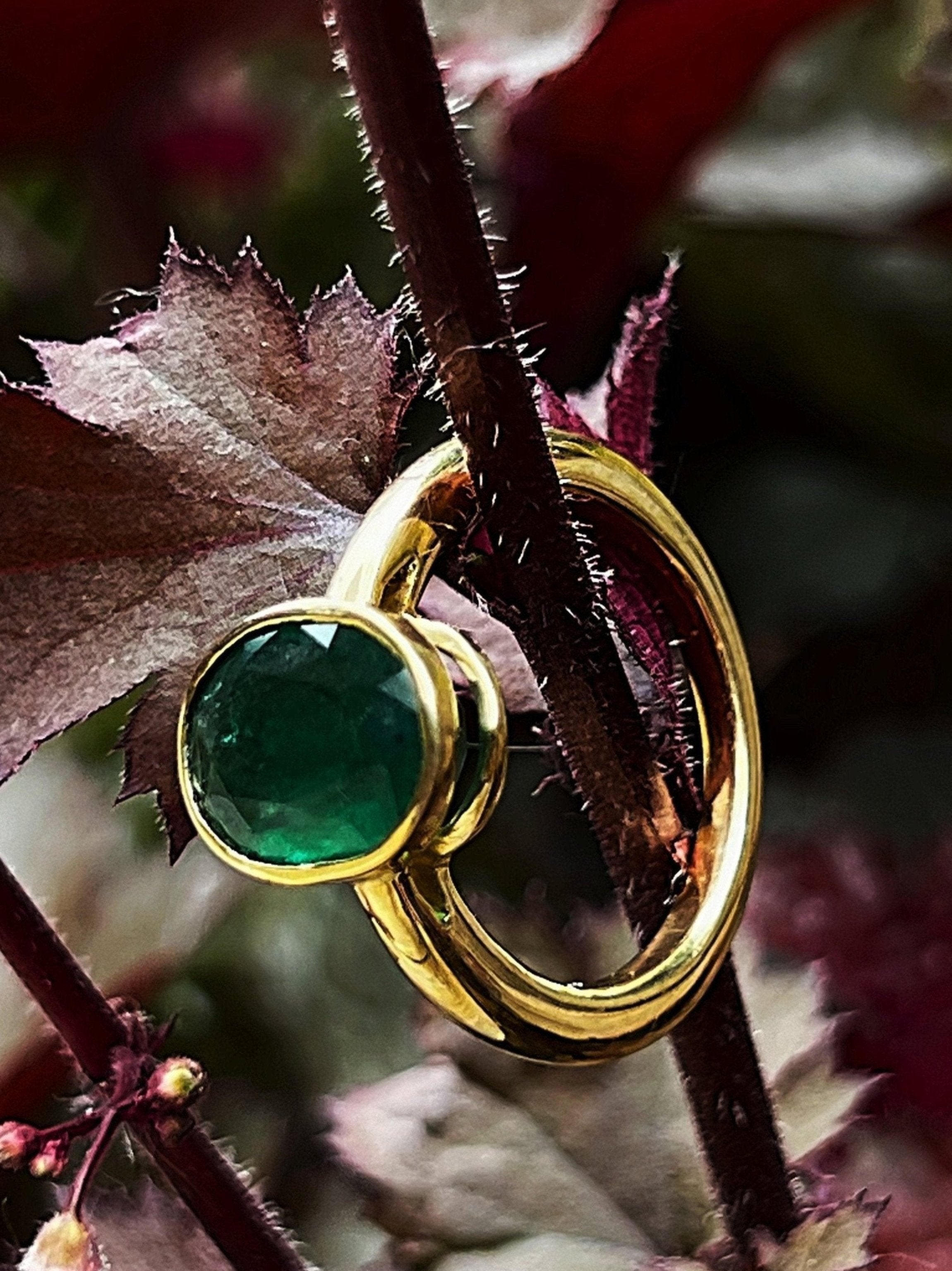 18k Gold Zambian Emerald Ring | 3ct Oval Engagement Ring