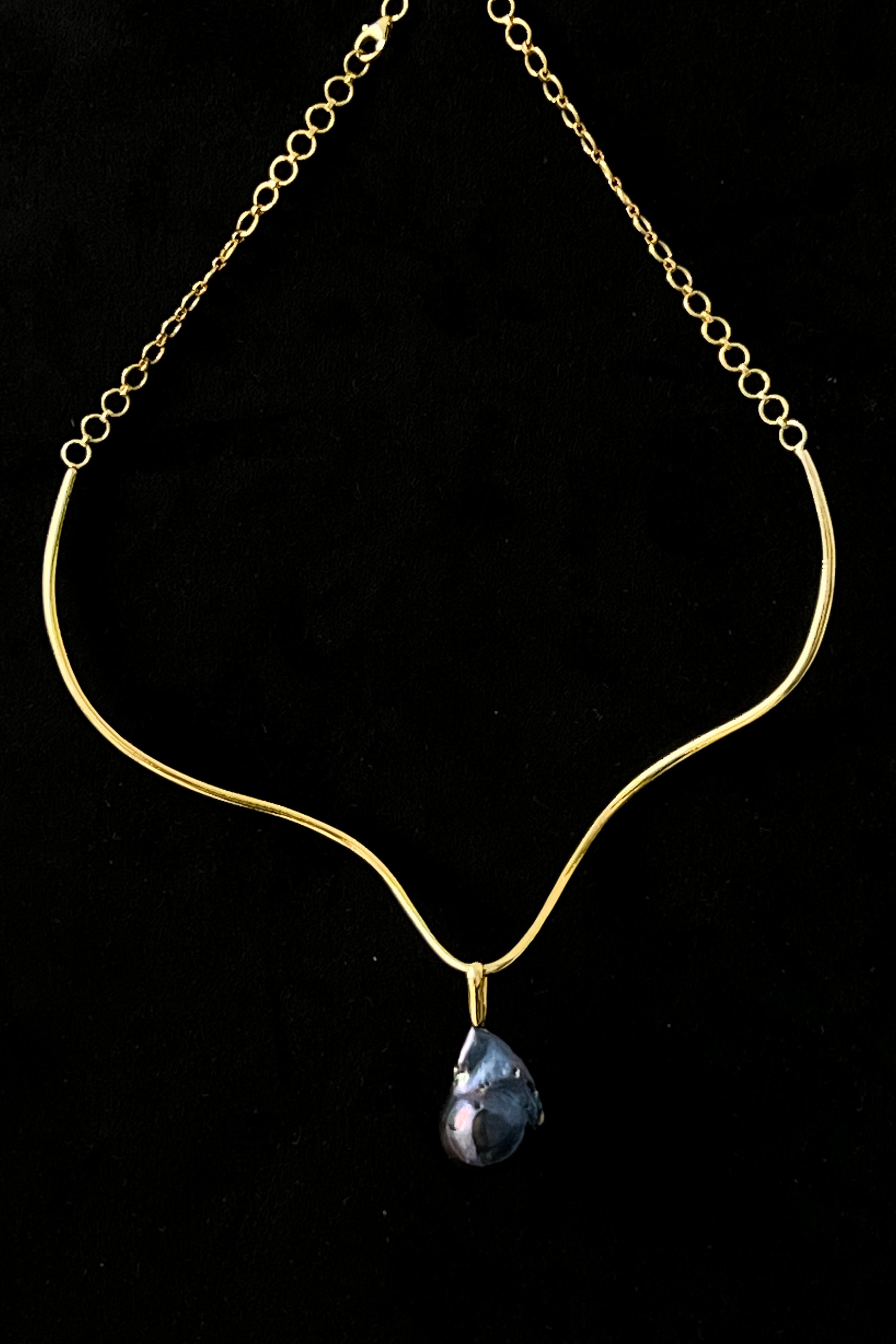 9ct Gold Baroque Pearl Pendant | Handmade in London
