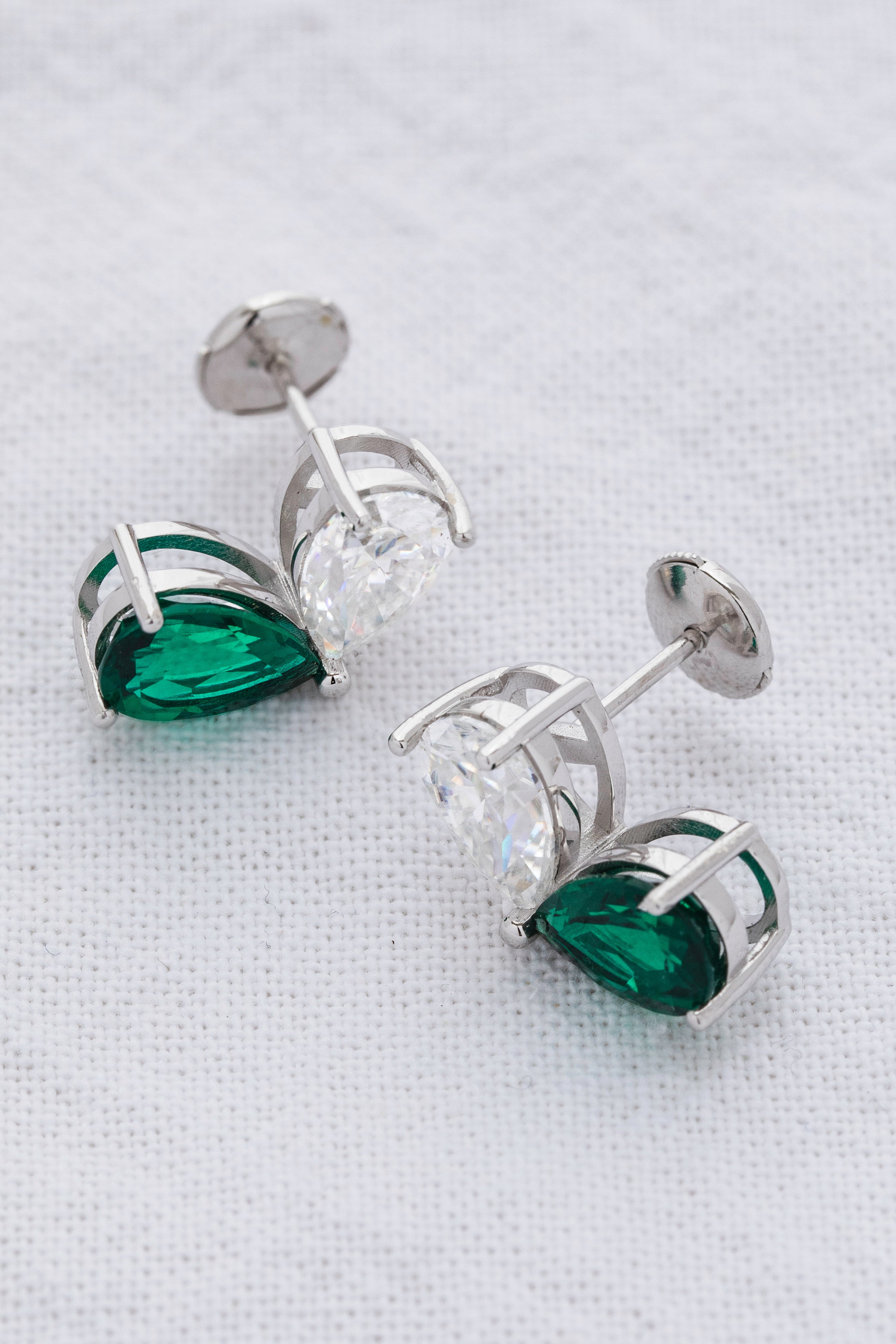 Moissanite & Emerald Deconstructed Butterfly Earrings
